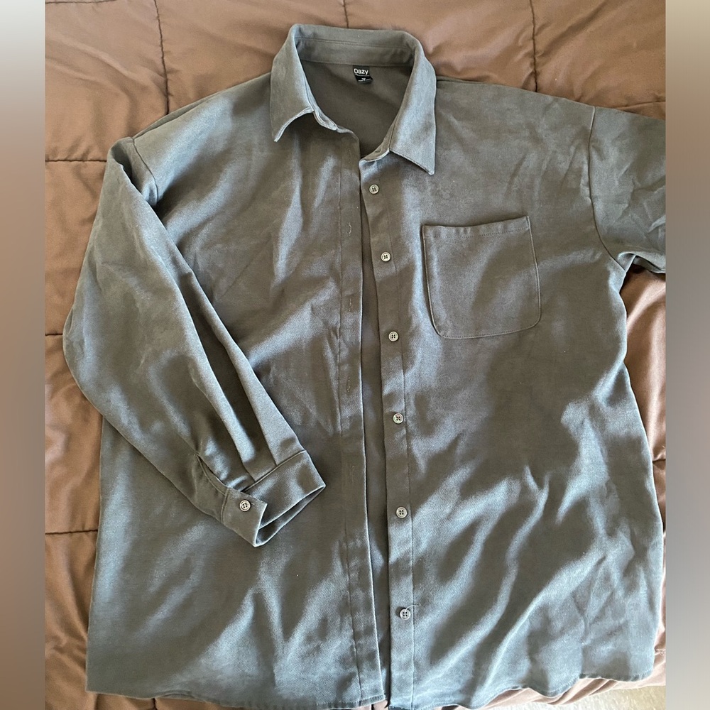 dazy medium grey button up long sleeve